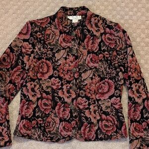 Vintage Dark Bohemian Rose Tapestry Jacket Real Comfort